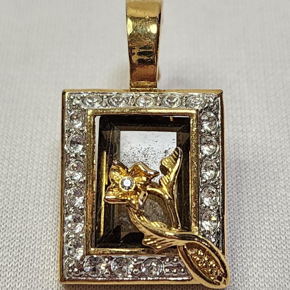 Nolan Miller Glamour Collection Gold Smokey Quartz Stone Clear Pendant Necklace - Picture 5 of 12